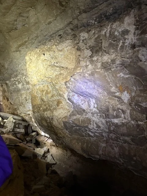Crystals in Crystal Cave (did not photograph as sparkly as they looked.)