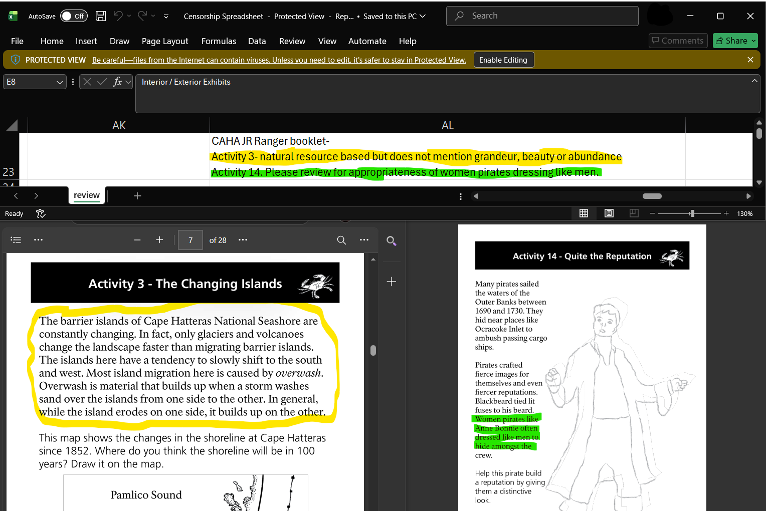 See for yourself, the scandalous parts which have been flagged for review