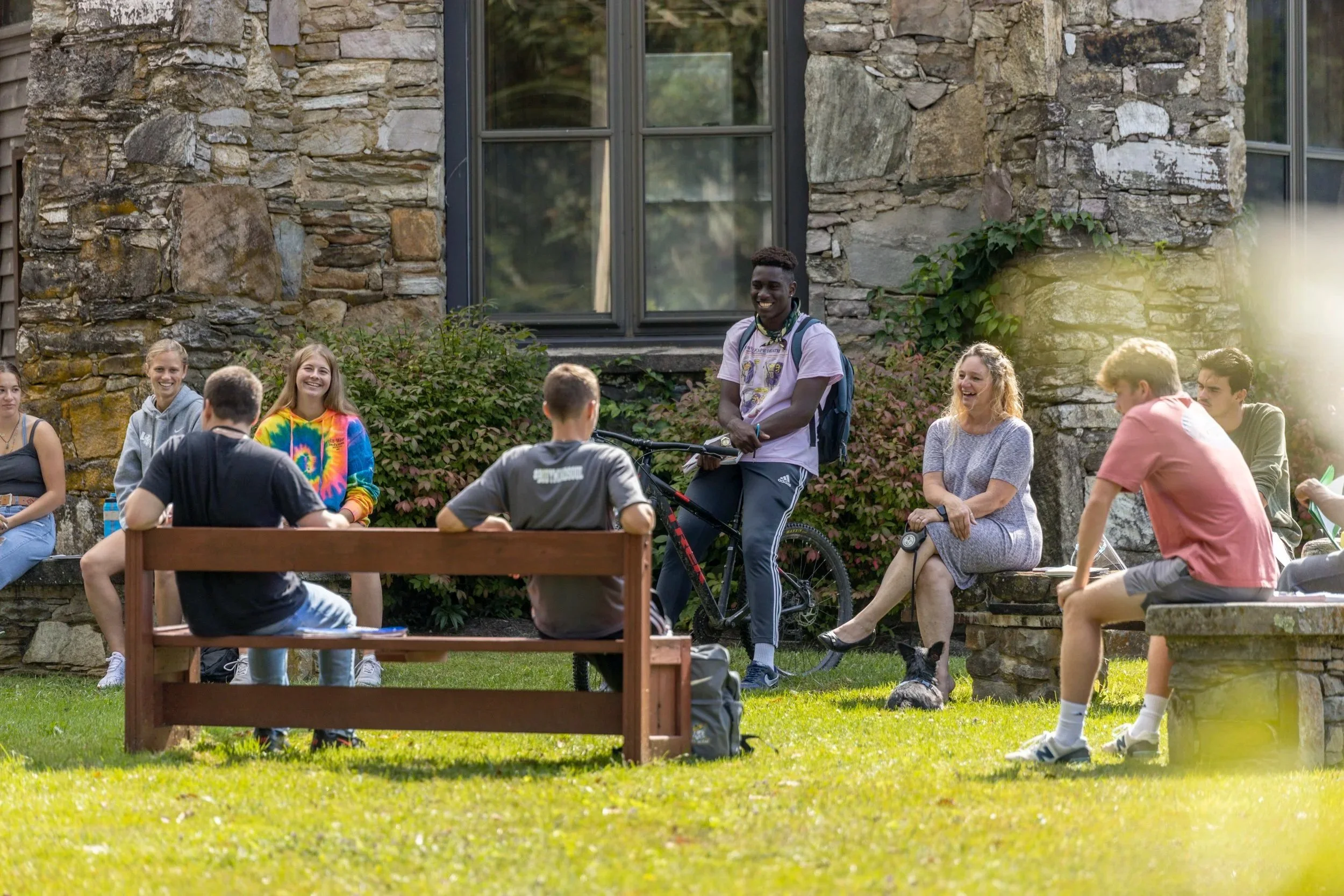 Lees-McRae College students enjoying class
outdoors during the 2022 fall semester.