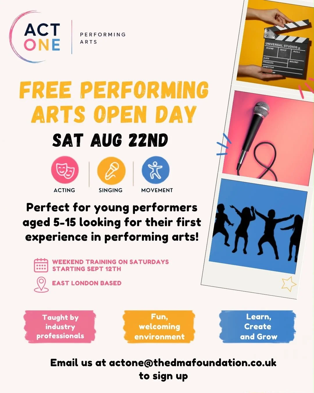 Free open day for Act One Performing Arts
