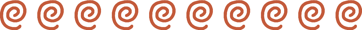 Row of brown spiral shapes on a black background