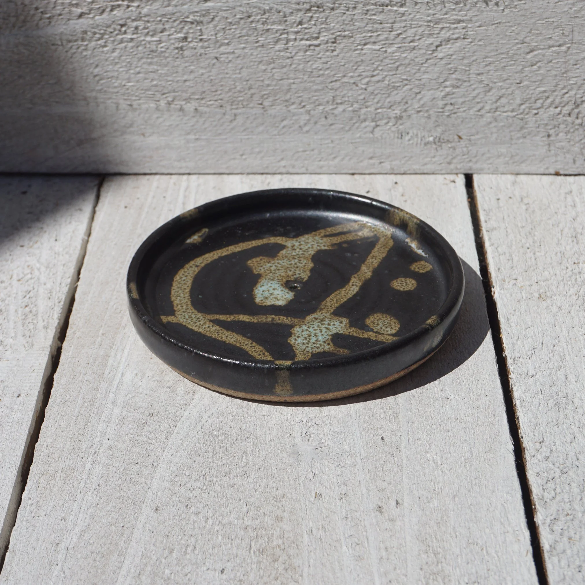 black and green heart Soap Dish.jpg