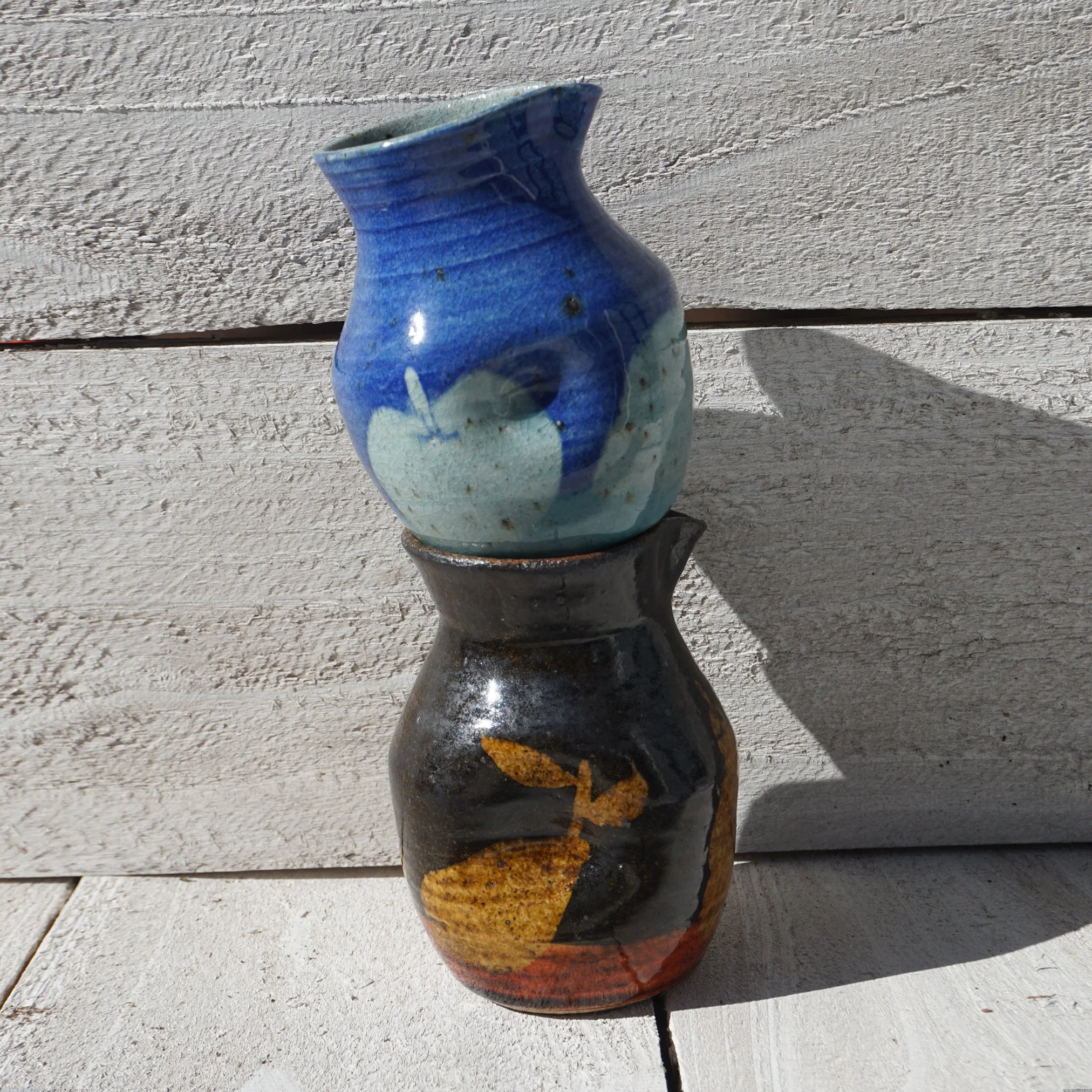 Lemon and pear sake bottle blue and amber4.jpg