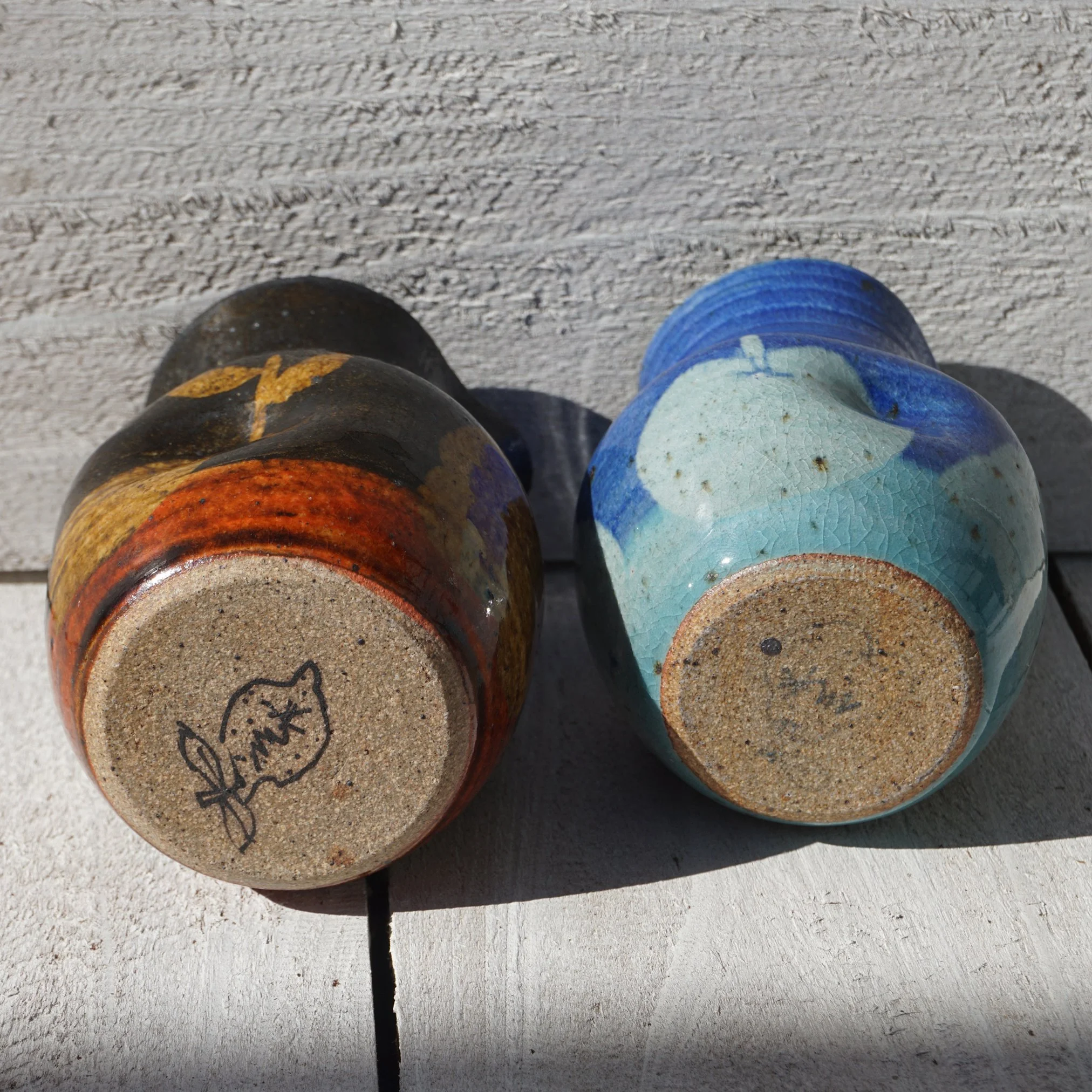 Lemon and pear sake bottle blue and amber5.jpg