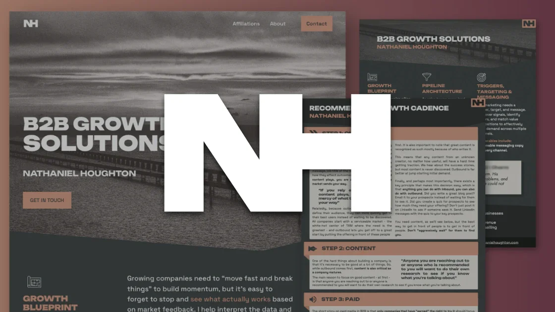 Nathaniel Houghton personal brand website and collateral designed by JAM Marketing and Design