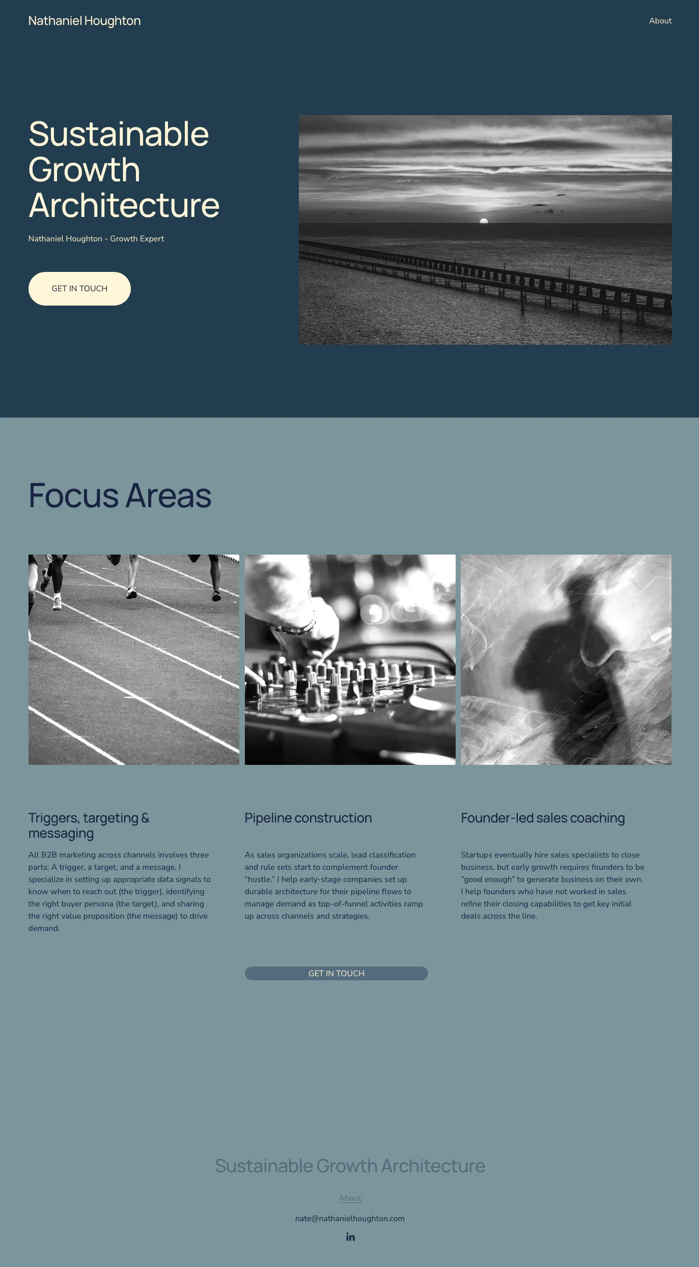 Nathaniel Houghton original Squarespace website before redesign