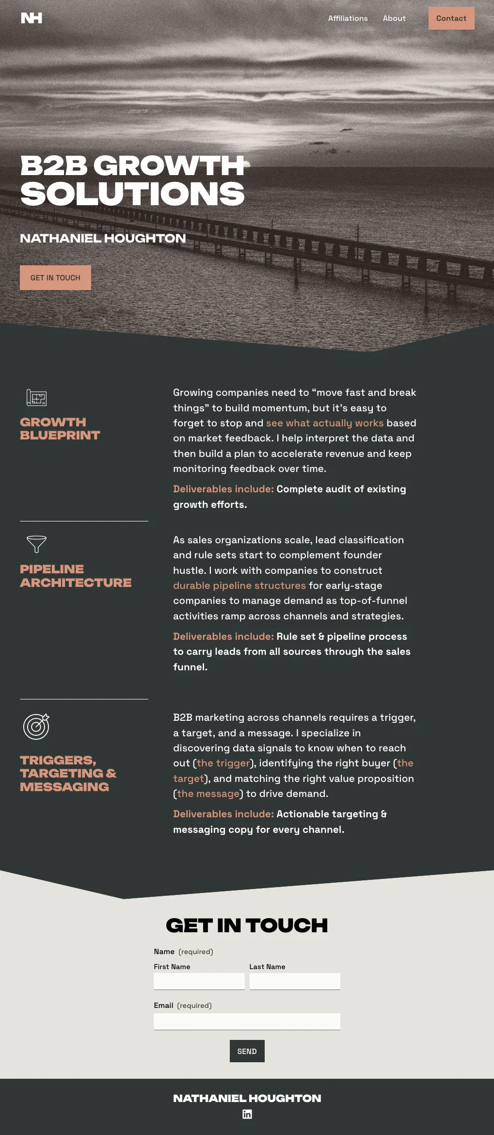 Nathaniel Houghton personal brand website redesign by JAM Marketing and Design