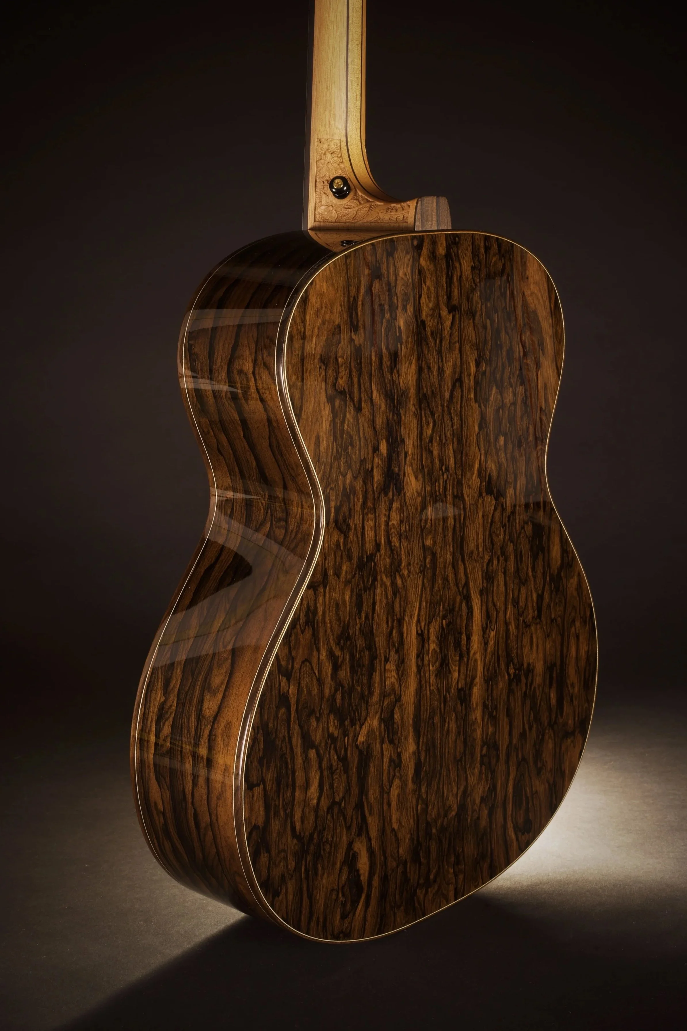 Highly figured dark black grey and brown dark tone wood