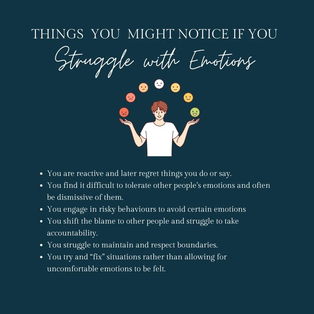 Sometimes it can be difficult to understand all the different emotions. These are a few things you may notice if you struglle with emotions. 

If you are looking for some additional support with this, our team may be able to help! Contact us today fo