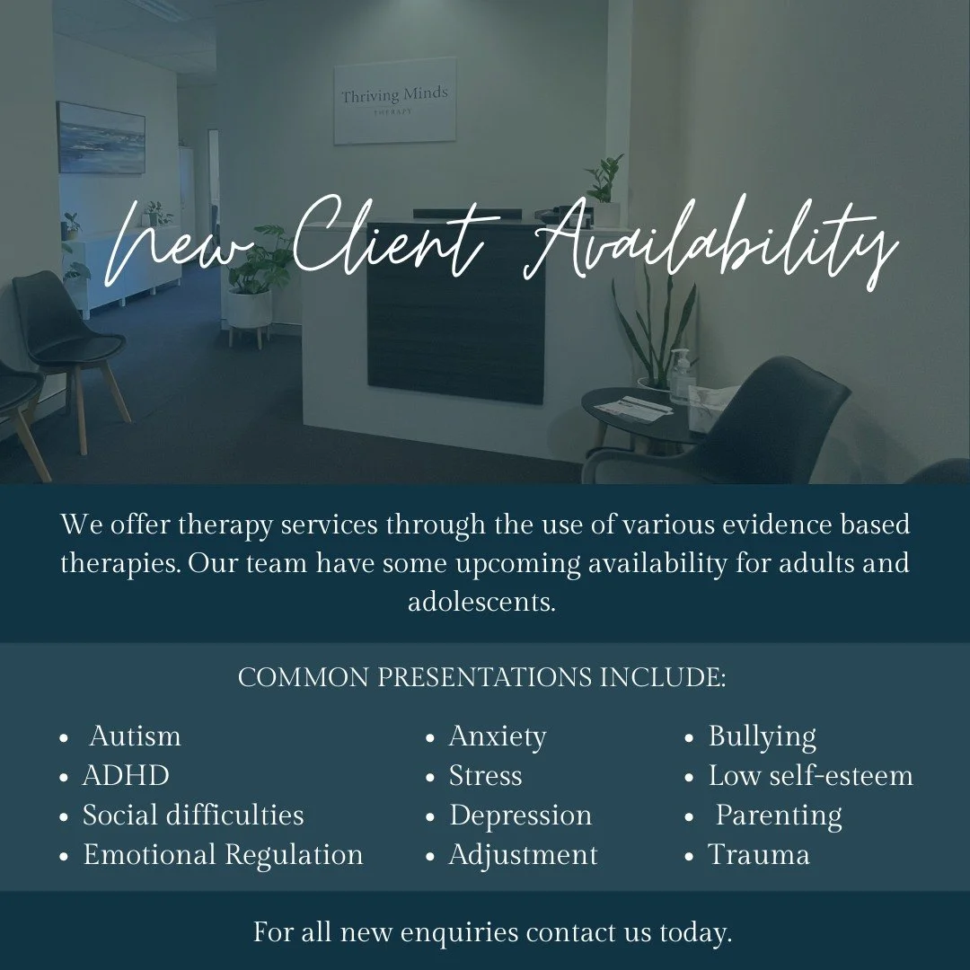 Some of our psychologists have some upcoming new client availability. Contact us today for all new enquiries or complete the enquiry form located on our website. 🌿