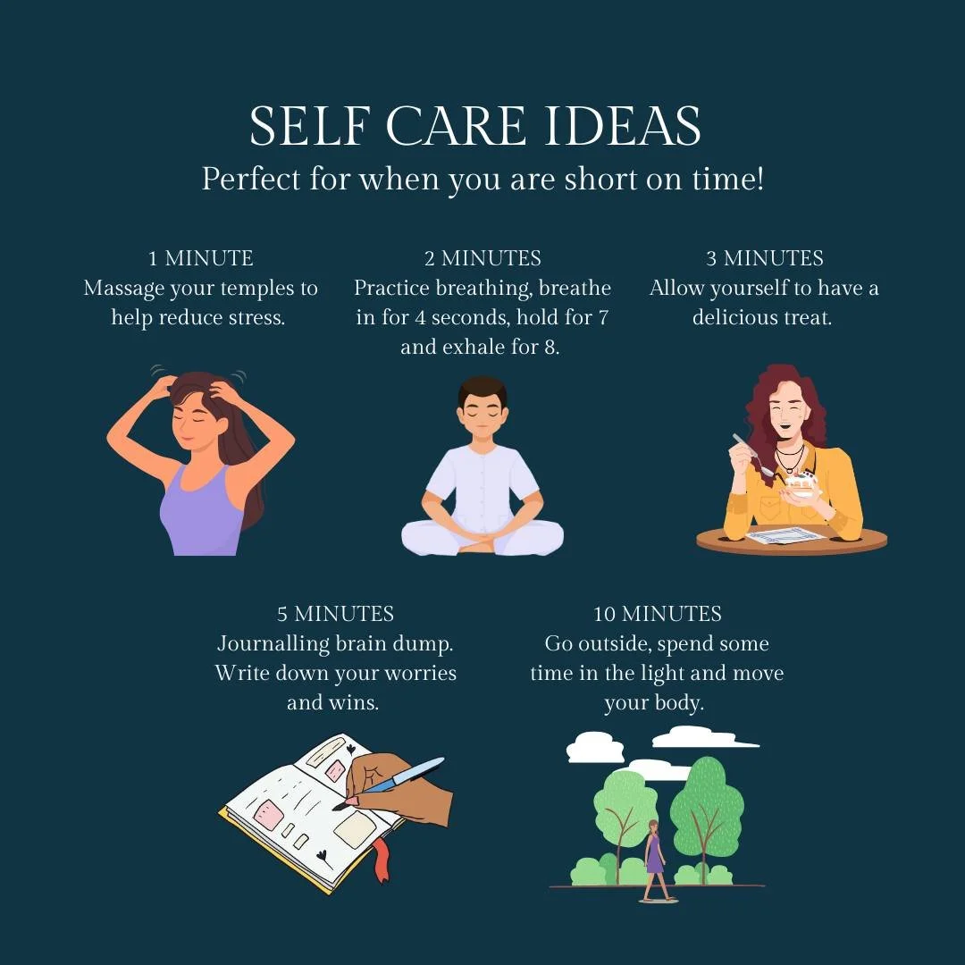 At this busy time of year, it is still important to practice self care. Here are some ways to practice self care when you are short on time. 🌿