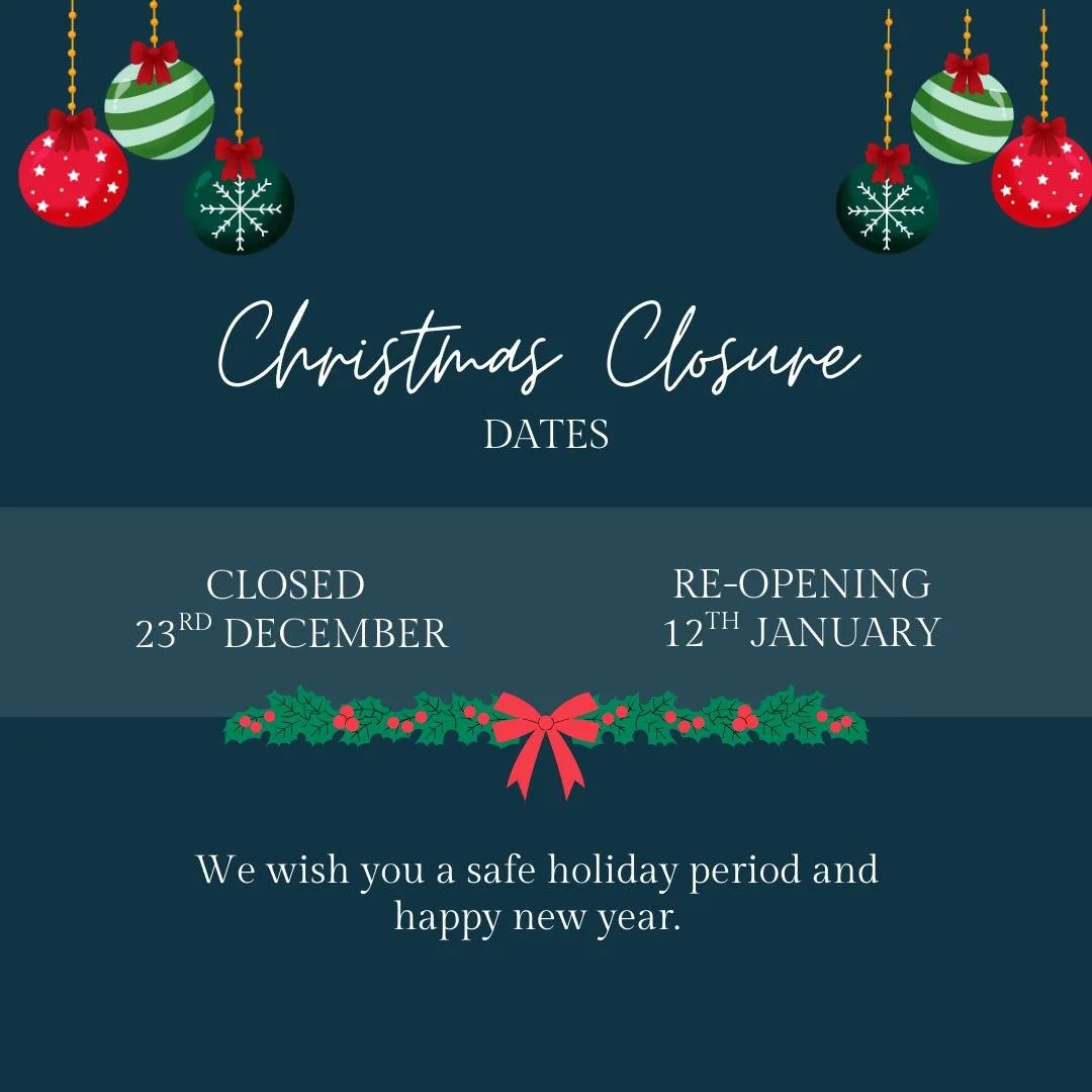 Holiday Closure Announcement 🎅🎉

Our practice will be closed from 12:00pm tomorrow, Tuesday 23 December, through to Monday 12 January, allowing our team to rest and recharge. 

As we step into the holiday season we encourage you to slow down and ho
