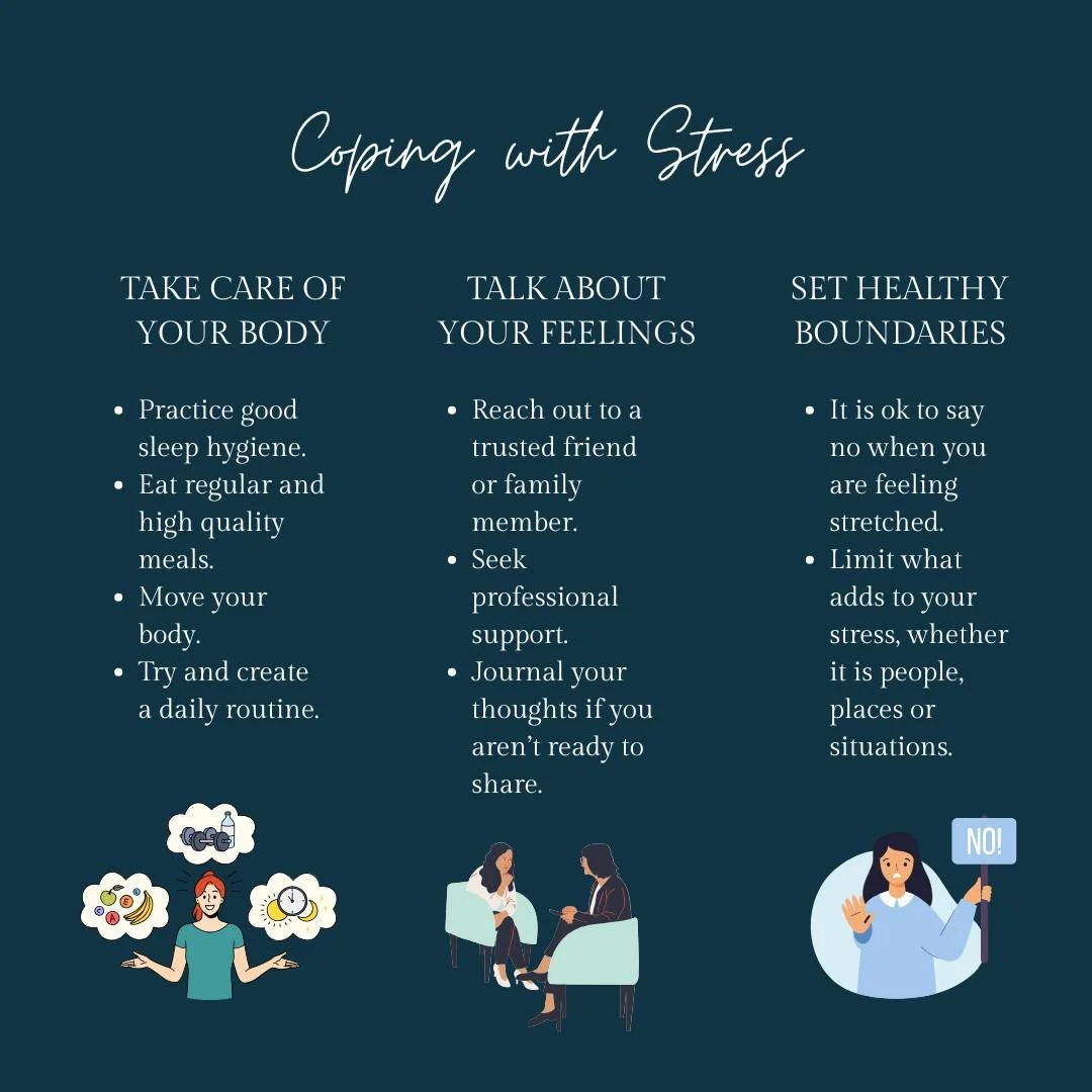 Stress is something we all experience from time to time, here are some tips of different ways to help cope. 

If you or your child, are looking for some additional help our team may be able to help. Contact us today for all new enquiries.