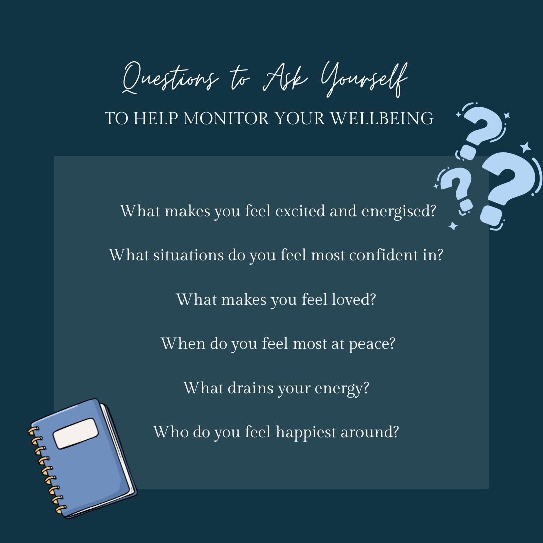 Being able to reflect on your mood and interactions can help you establish a routine that helps maintain your mental wellbeing. These are some prompts which may help you reflect!