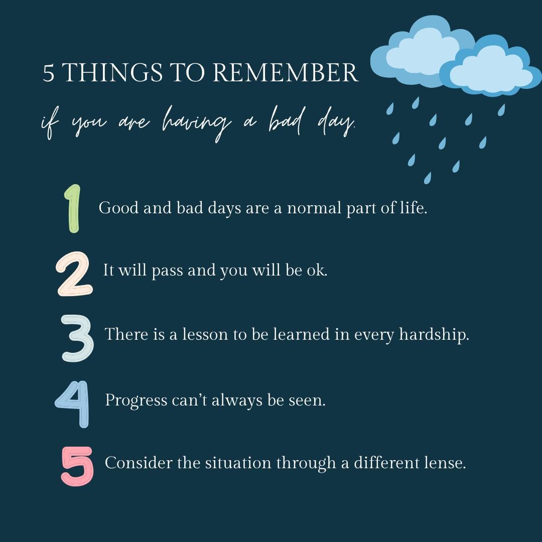 Everyone experiences bad days, here are 5 small reminder to carry with you on those days.✨

If you or your child are looking for some additional support, our team may be able to help. Contact us today on (02) 4627 2478 or complete our new client enqu