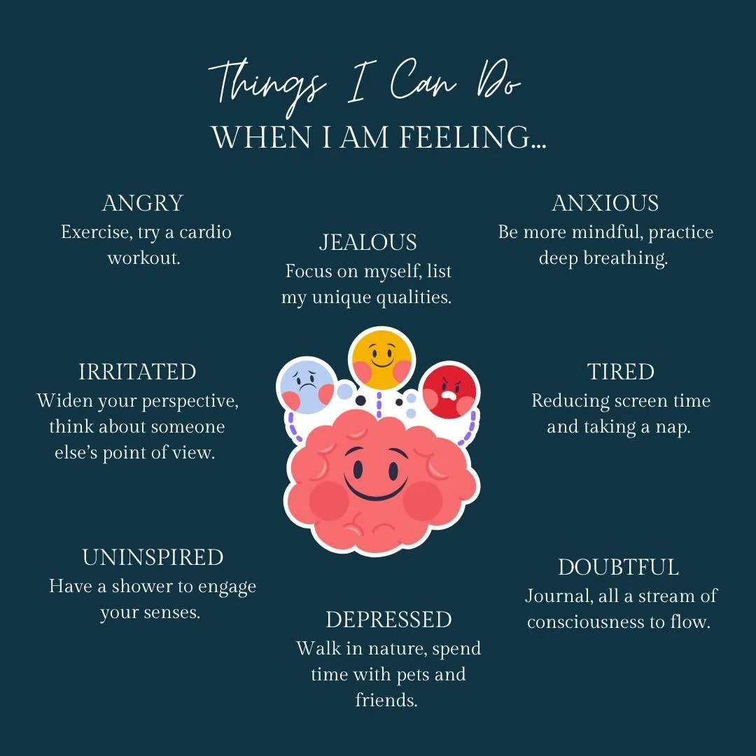 There are some small activities that may help you manage different emotions! 🌿

If you or your child are looking for some additional support, our team may be able to help. Contact us today on (02) 4627 2478 or complete our new client enquiry form.