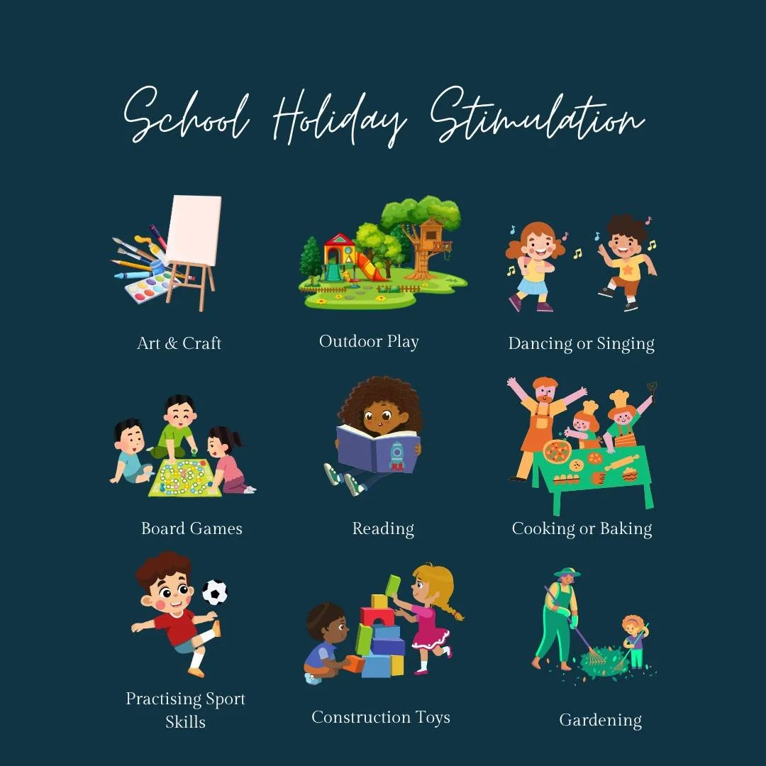 Some different activities that you can do with your children to keep them stimulated during the holidays! 💙