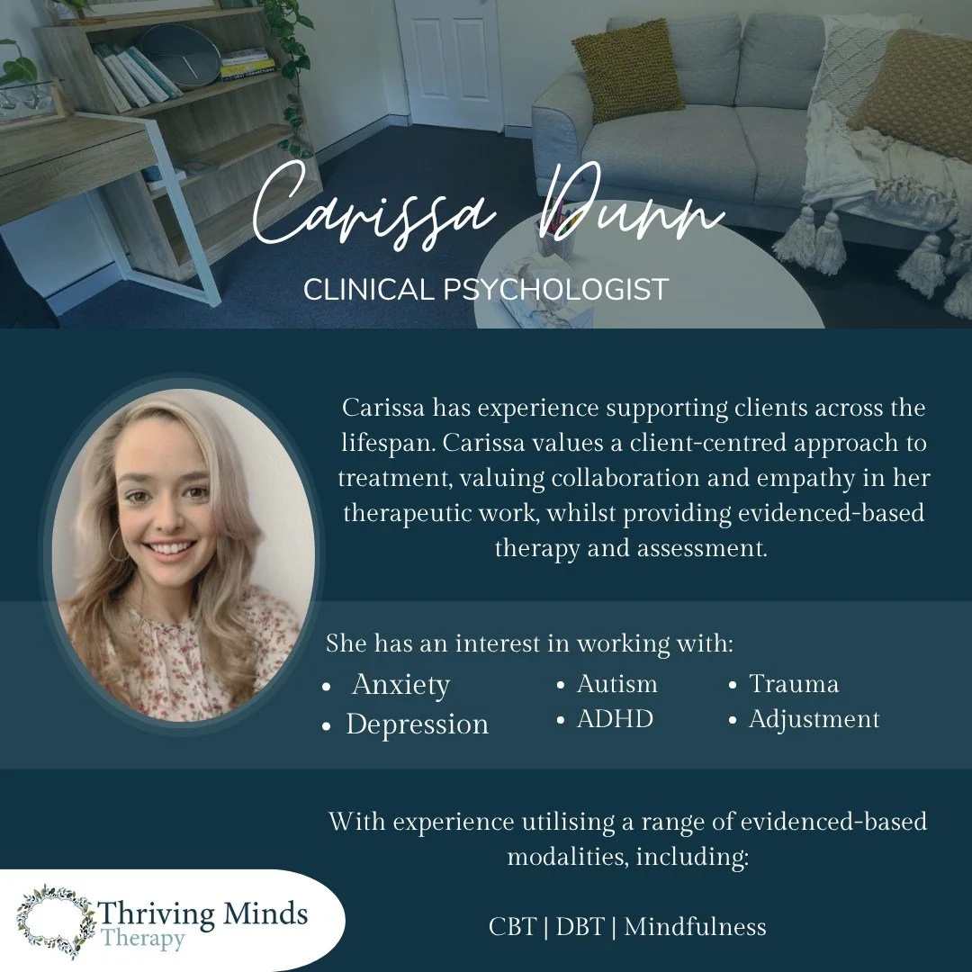 Clinical Psychologist, Carissa has some upcoming availability for new clients. If you or your child are looking for some additional support, contact the clinic today to see if Carissa might be the right fit ✨