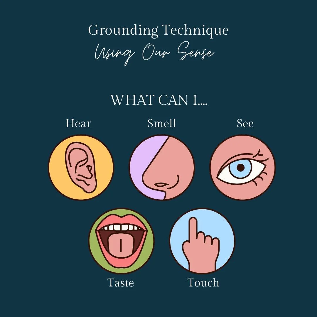 When our emotions are heightened it can be difficult to stay in the present moment. One way that can help us feel more grounded can be by focusing in our sense and identify what we can hear, smell, see, touch and taste 🌿✨