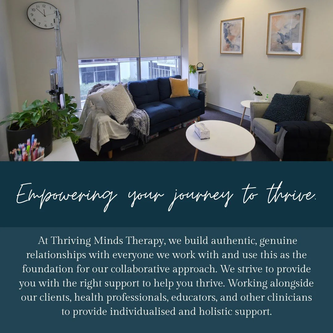 At Thriving Minds Therapy we want to empower you to thrive! Our team have some upcoming availability for new clients, if you or child are looking for some additional support contact us today! 🌼