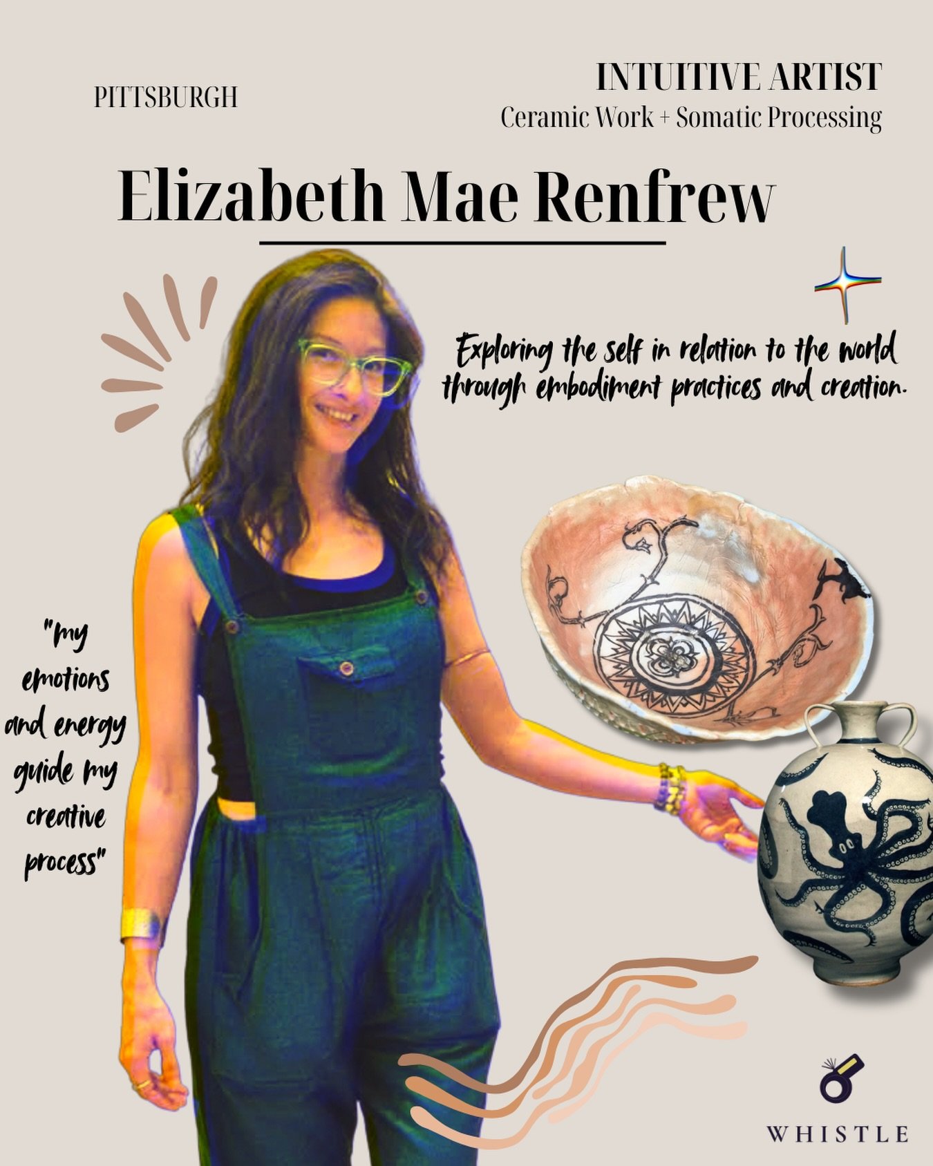Meet Elizabeth Mae Renfrew, the newest member of The Collective.

Elizabeth is an intuitive artist. Creative energy moves through her into everything she touches. Exploring the self in relation to the world through embodiment practices and creation.
