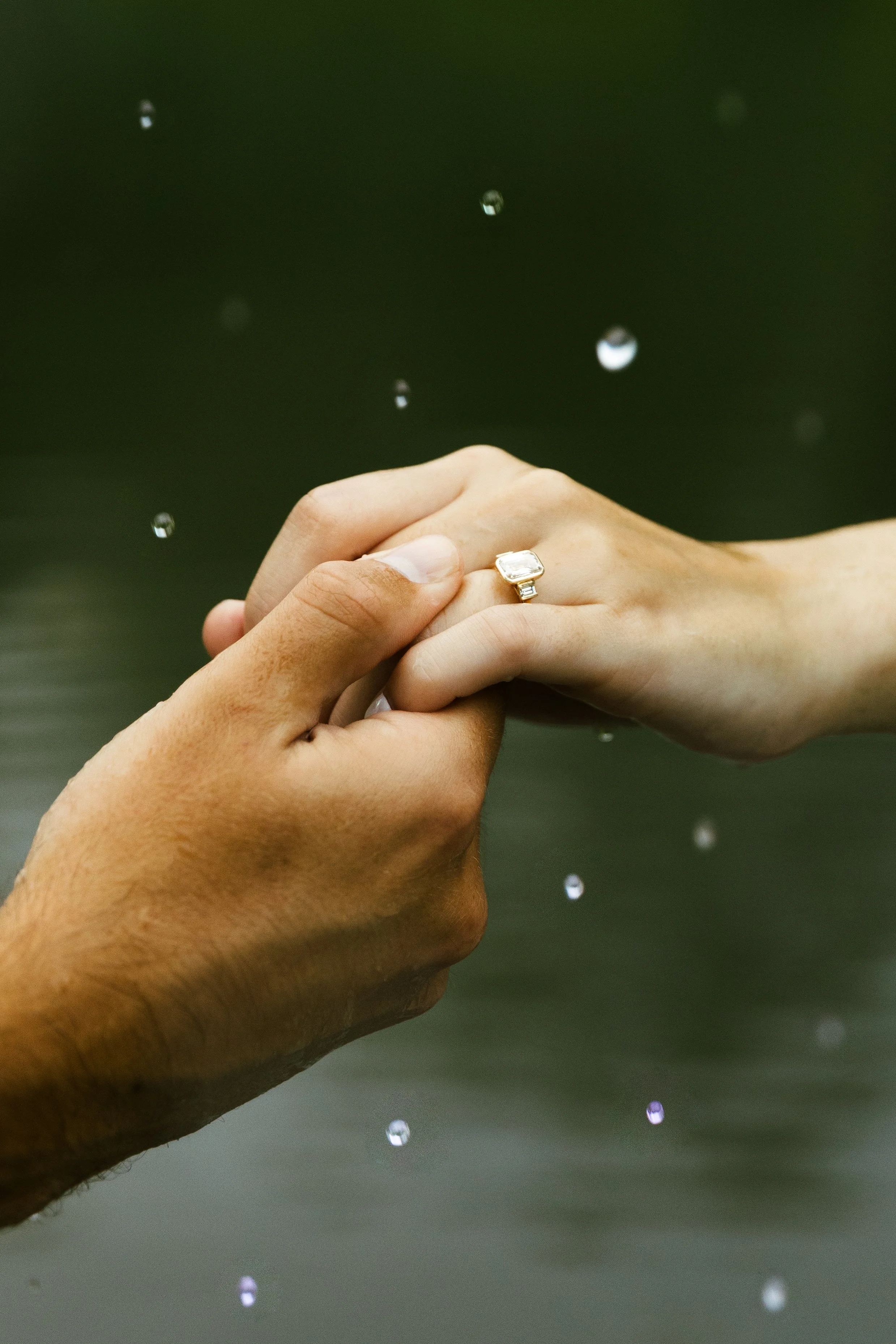 Engagement ring in the rain
