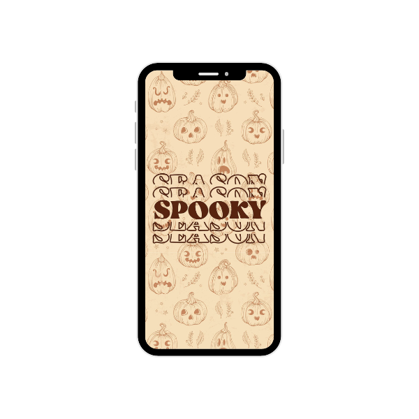 iPhone background screen saver with spooky season wallpaper. light brown, 2023 photo, pinterest aesthetic, happy halloween, autumn aesthetic