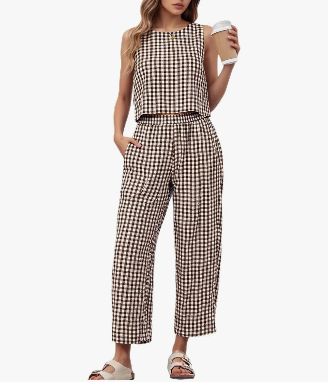 gingham 2 piece set for women