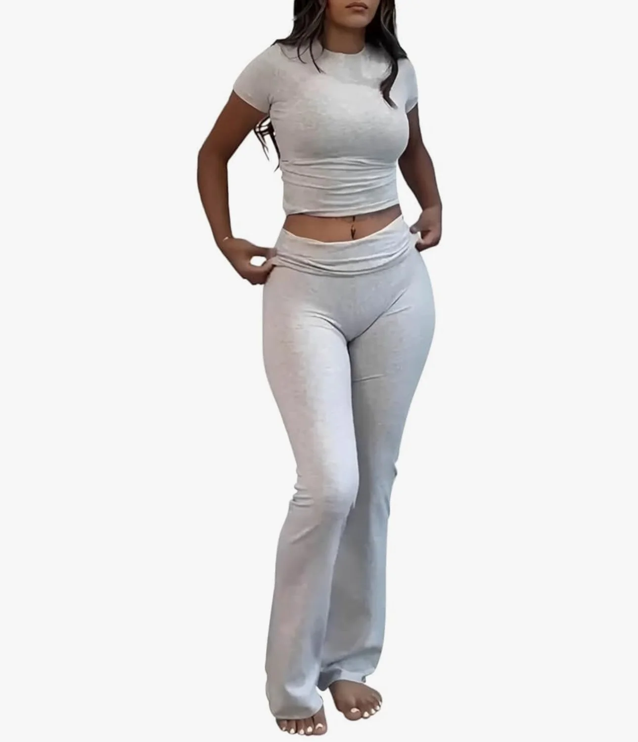 gray matching loungewear set for women