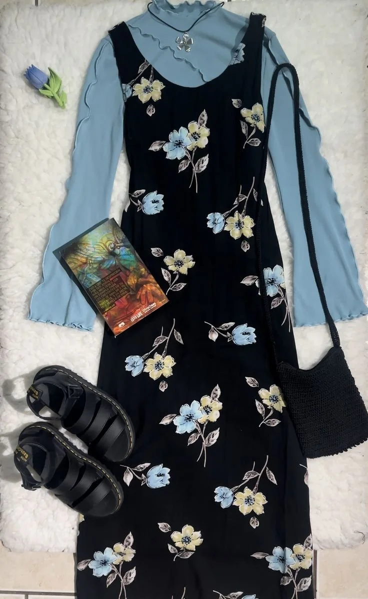layers 90s dress outfit