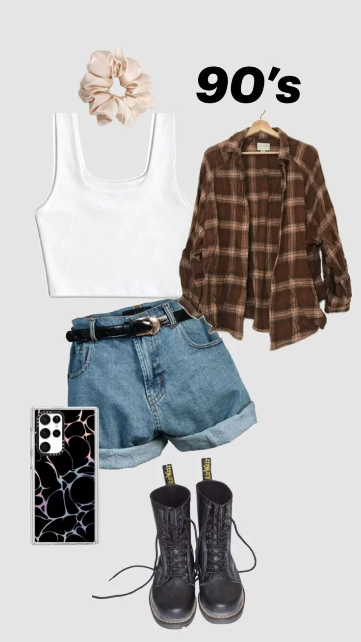 90s inspired flannel outfit