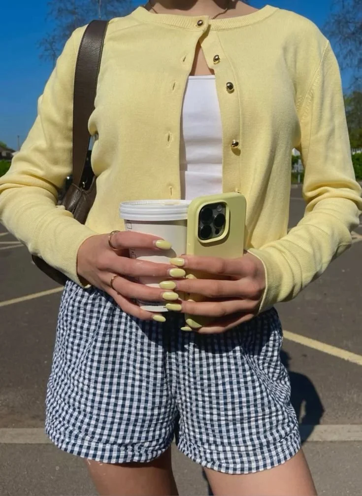 butter yellow cardigan