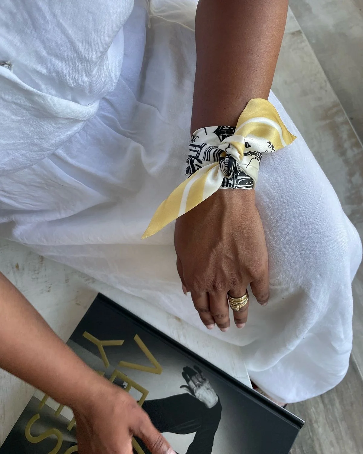 butter yellow silk scarf