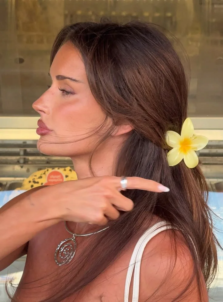 butter yellow flower hair clip