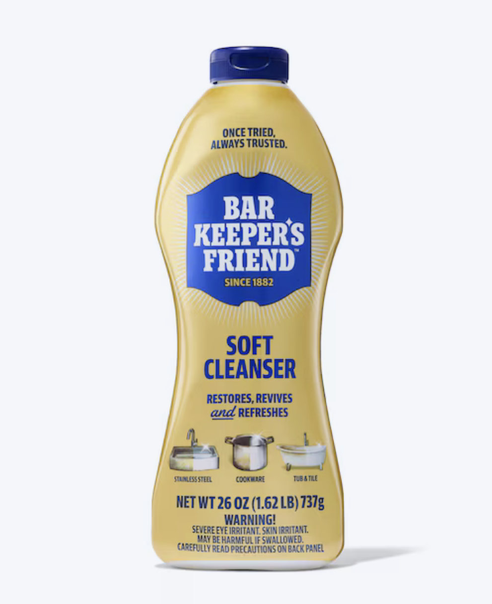 bar keeper's friend is great for more challenging stains on thrifted glassware