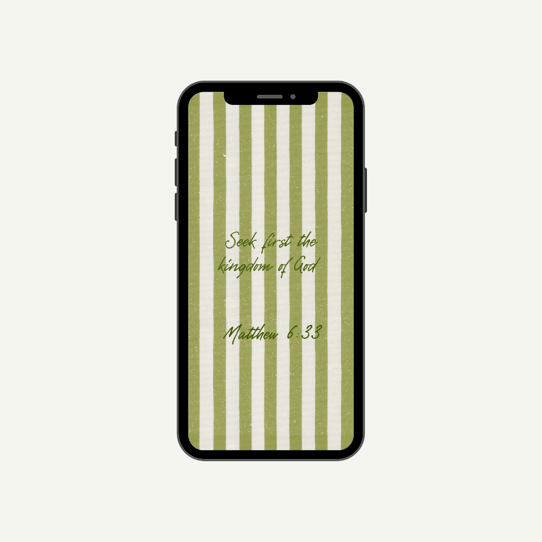olive green striped wallpaper with bible verse Matthew 6:33