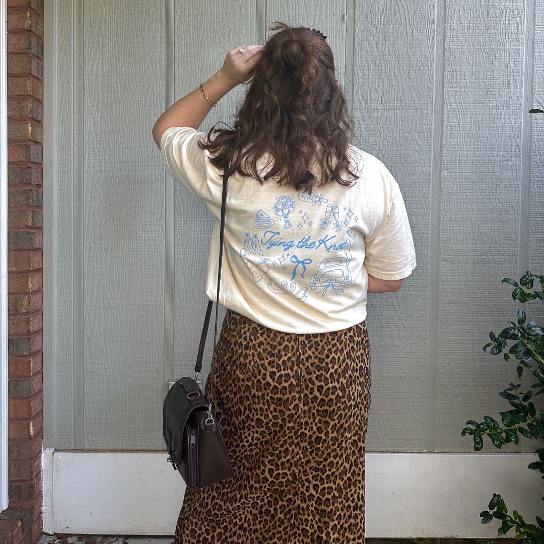 tying the knot tee in ivory for brides