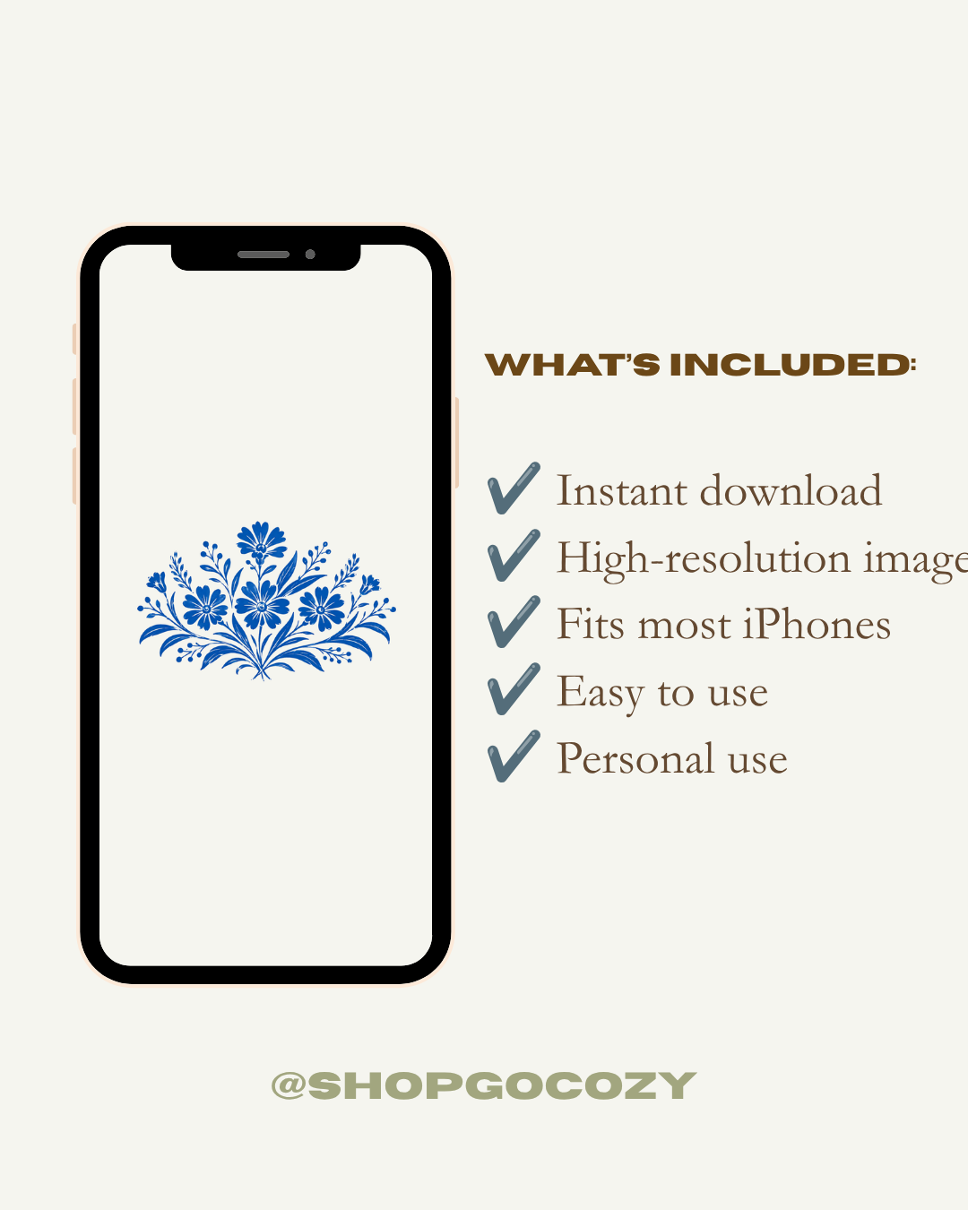 what included when you purchase our blue cornflower wallpaper for phones