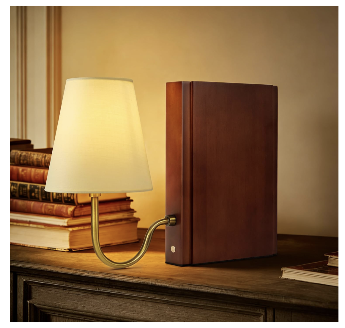 unique wooden bookshelf lamp for home decor