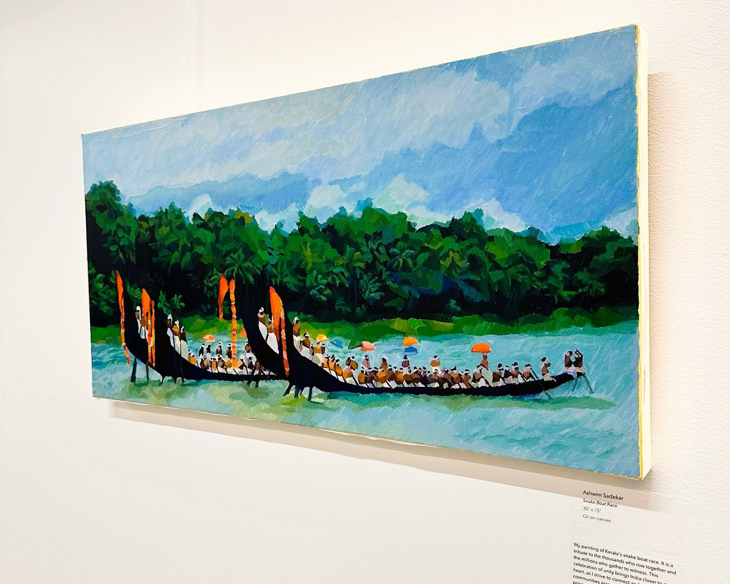 ✨ Honored to have my painting, &ldquo;Snake Boat Race from Kerala,&rdquo; selected for the &ldquo;Community Matters&rdquo; show by @iacs_wa and the @togethercenter_  in Redmond! 🌿 ⁣⁣
⁣⁣
This piece celebrates the unity and spirit of Kerala&rsquo;s ic