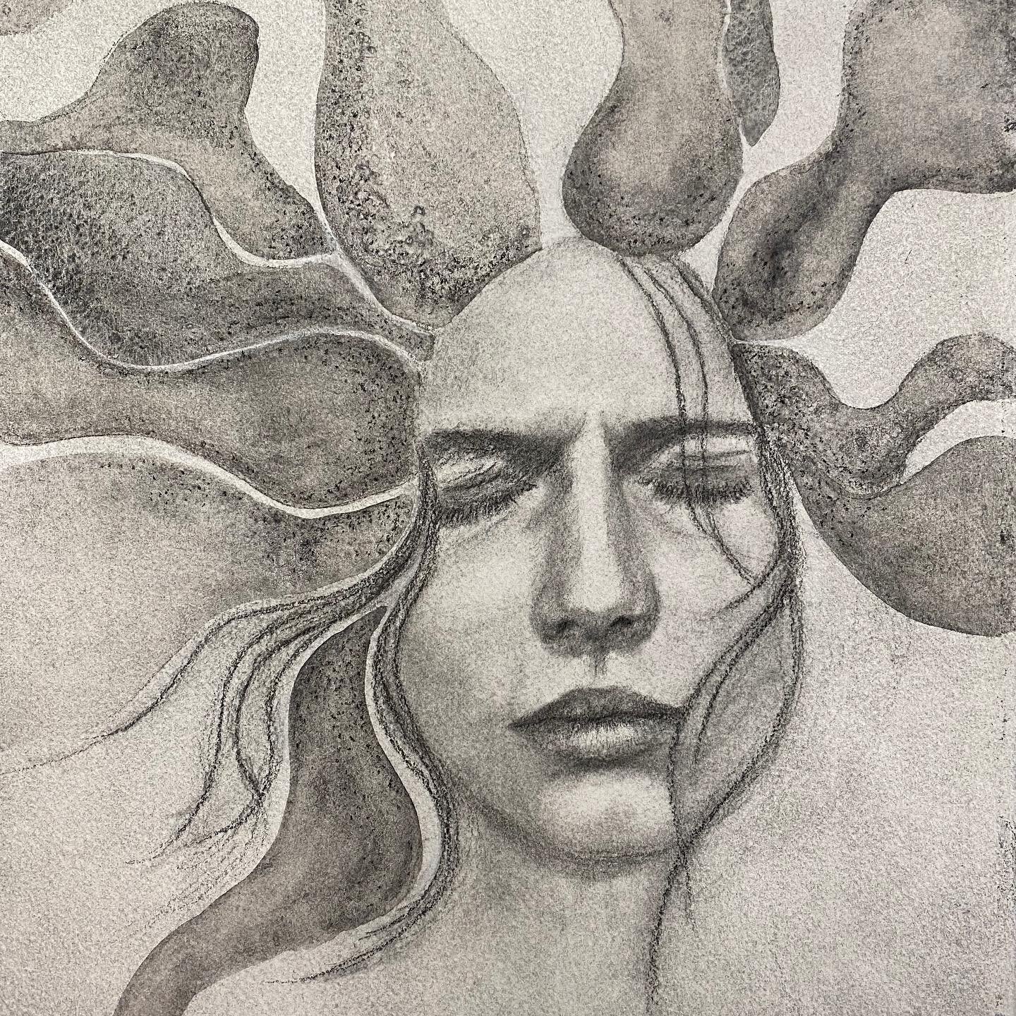Charcoal and watercolor on arches paper, titled: 2020. 

When I don&rsquo;t have the words. 

#art #artofinstagram #artistsoninstagram #charcoaldrawing #charcoalart #portrait #charcoalportrait #covidart #pnwartist #pnwart #mentalhealthmatters #coping