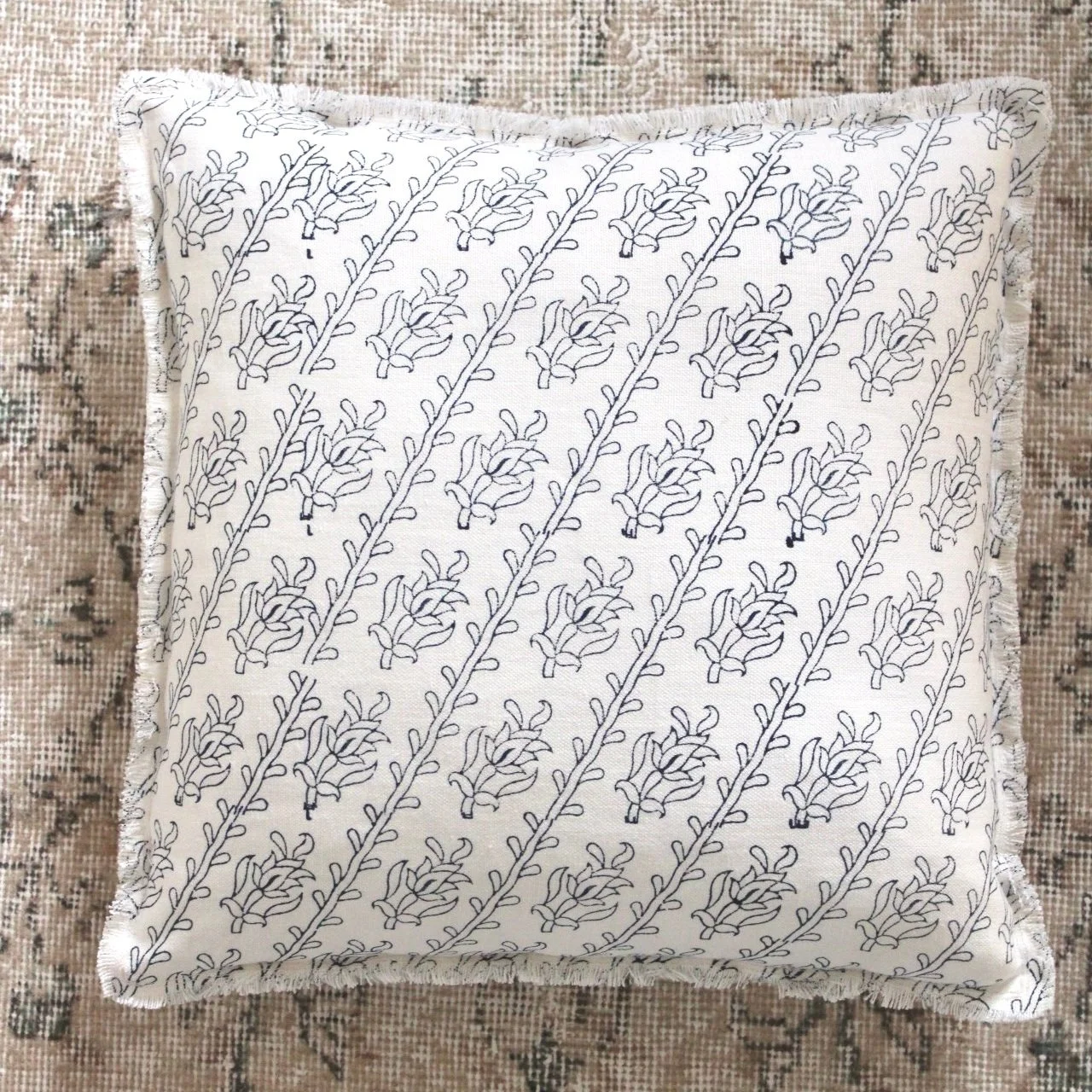 Fall Florals Hand Block Print Linen Pillow Case