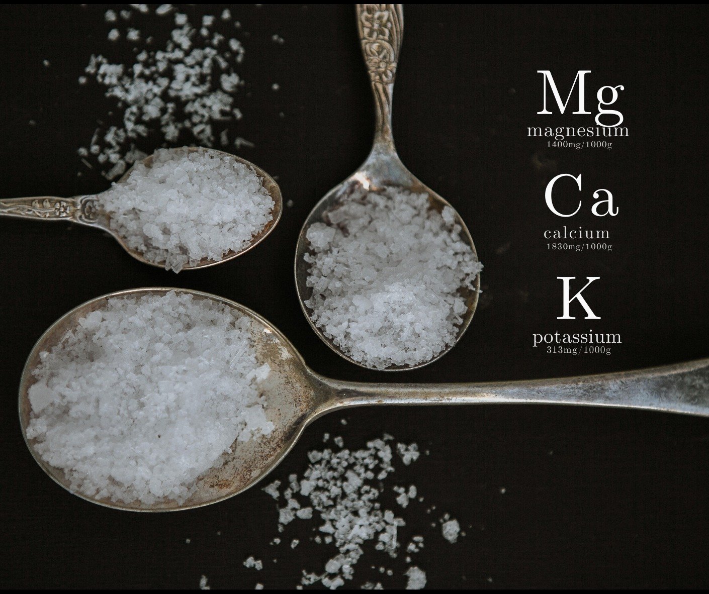 Where does the flavour of our sea salt come from? The naturally present minerals in the sea water. Absolutely essential in regulating so many of the essential functions in a  healthy body. But also important in creating that "wow" burst of 