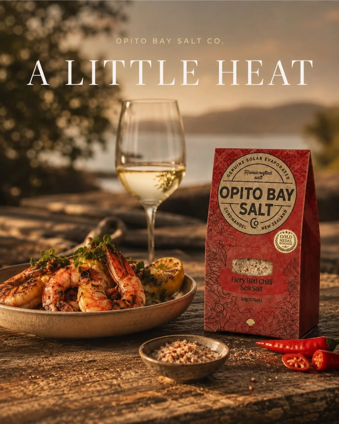 Fiery Red Chilli &mdash; &ldquo;A little heat. A lot of flavour.&rdquo;
Whilst its not summer yet....start the BBQ season early.
Opito Bay Fiery Red Chilli sea salt brings heat, brightness, warmth and a clean salty lift without overwhelming the food.