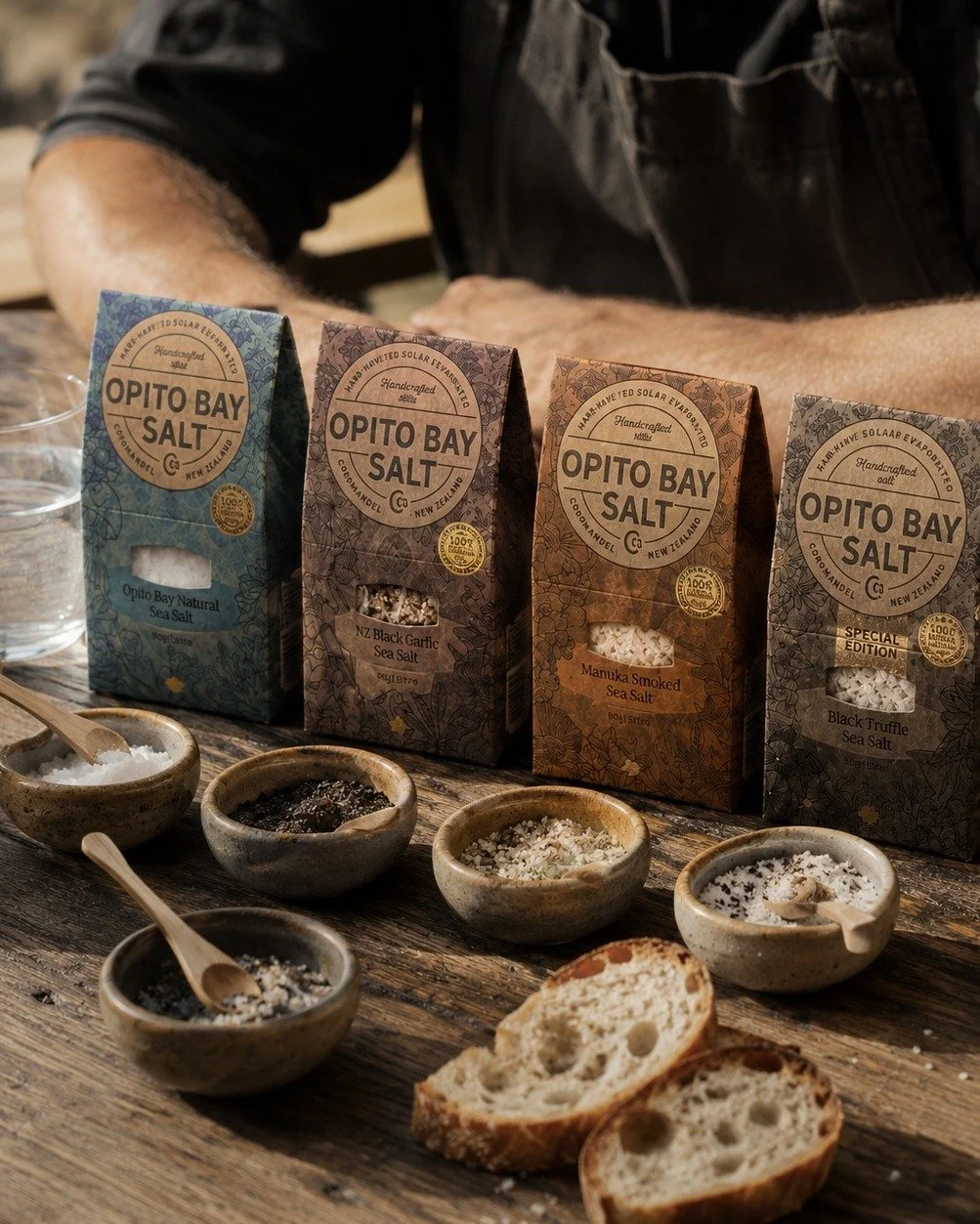 From pure ocean minerality to deep black garlic, warm mānuka smoke and luxurious black truffle, each salt brings its own character to the table.

Taste them side by side and something wonderful happens: salt stops being simply &ldquo;salty&rdquo; and