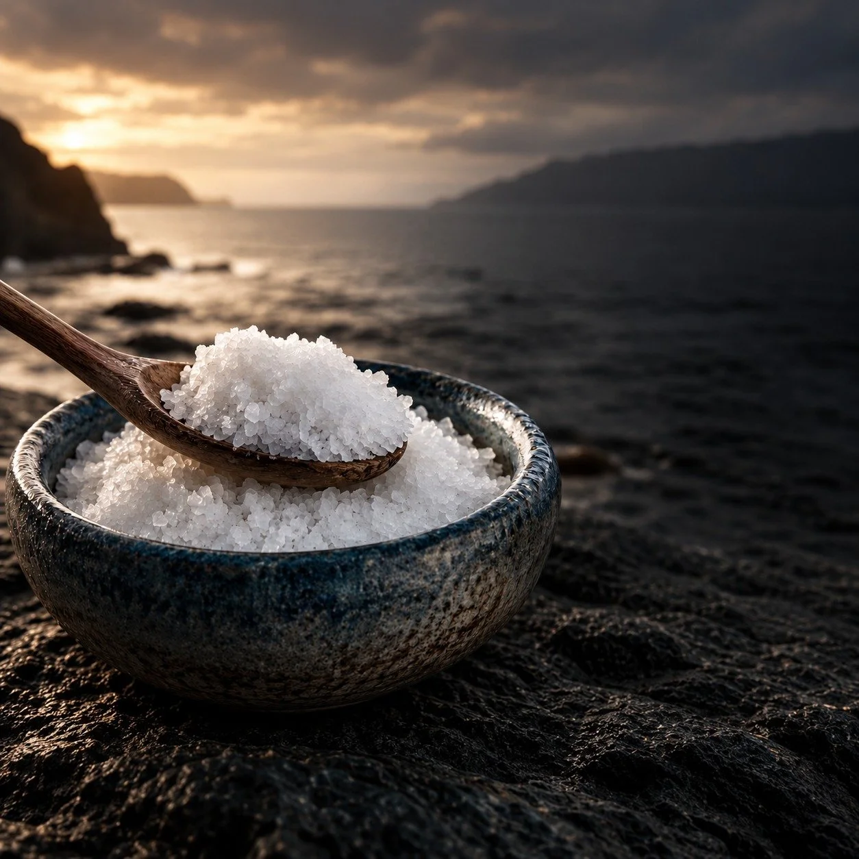 Where our sea salt starts! It begins with seawater gathered from the remote shores of Opito Bay, then slowly transformed by sunshine, coastal wind and time.

Hand-harvested. Naturally solar-evaporated. Unprocessed.

Every crystal carries the natural 