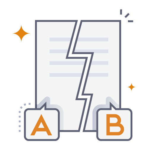 An illustration of a paper jaggedly split down the center
