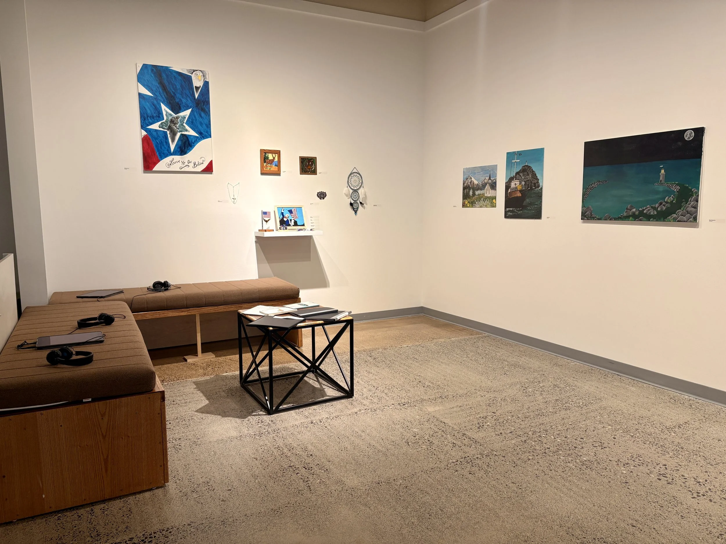Listening and reading corner with a selection of music and writings