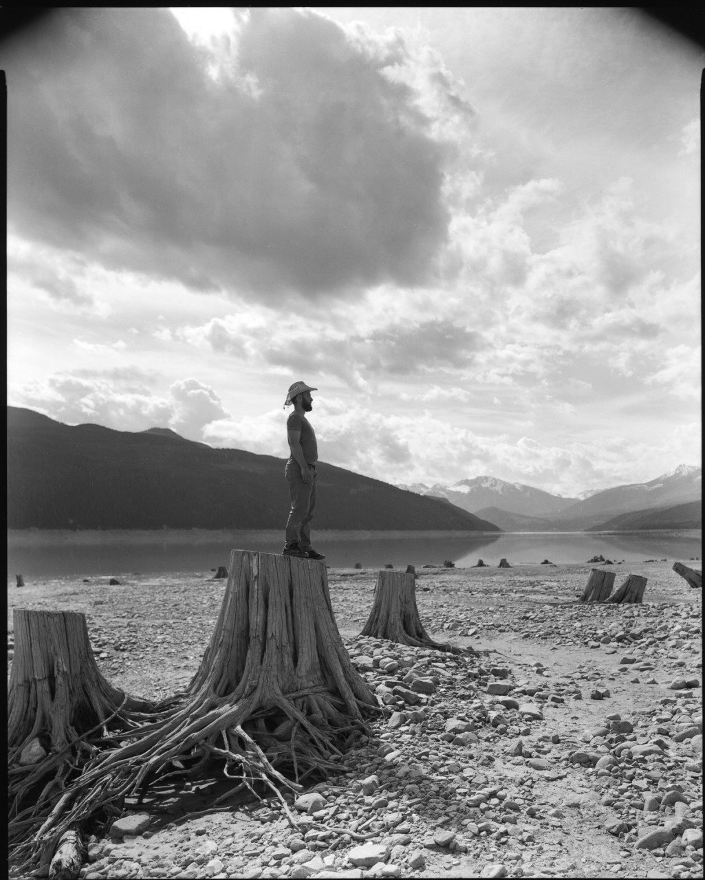  Robbie McClaran “Stumps at low water, Kinbasket Lake, BC. Ancestral homeland of the Secwepems, Ktunaxa, Sylix tmix, and Sinixt.” 