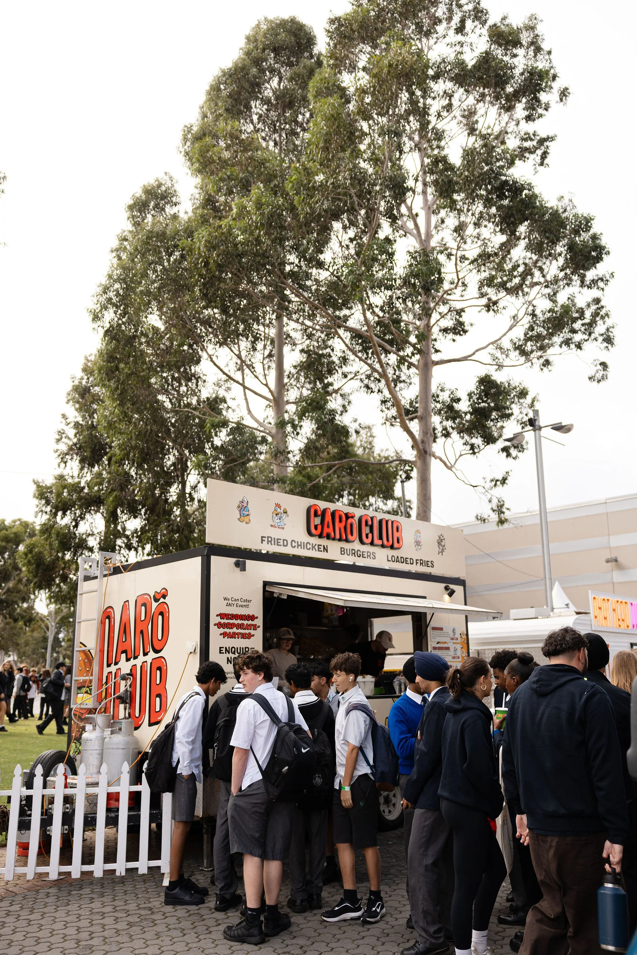 Students lining up for a busy CaroClub food truck at the Careers Expo 2026 at the Royal Adelaide Showgrounds